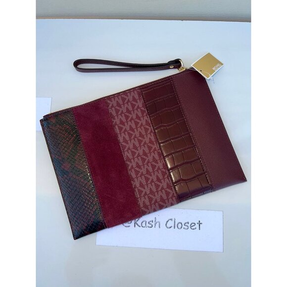 Michael Kors clutch wristlet JST XL top zip merlot multi - Picture 5 of 8